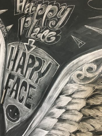 黒板アート　ぎんのいすARTWORKS 奈良チョークアート　天使の羽　subaco