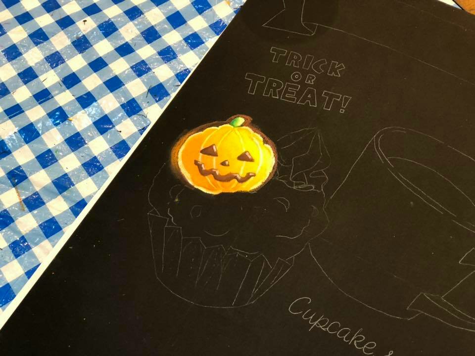 チョークアート  chalkart  カサカサしたもの   ハロウィン  かぼちゃ  かぼちゃクッキー