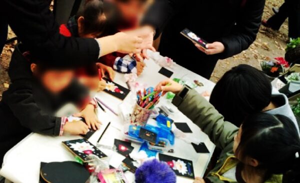 ぎんのいすARTWORKS，チョークアートワークショップ，下鴨神社