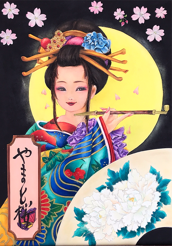 チョークアート chalkart 手描き看板 花 ぎんのいすARTWORKS 花魁